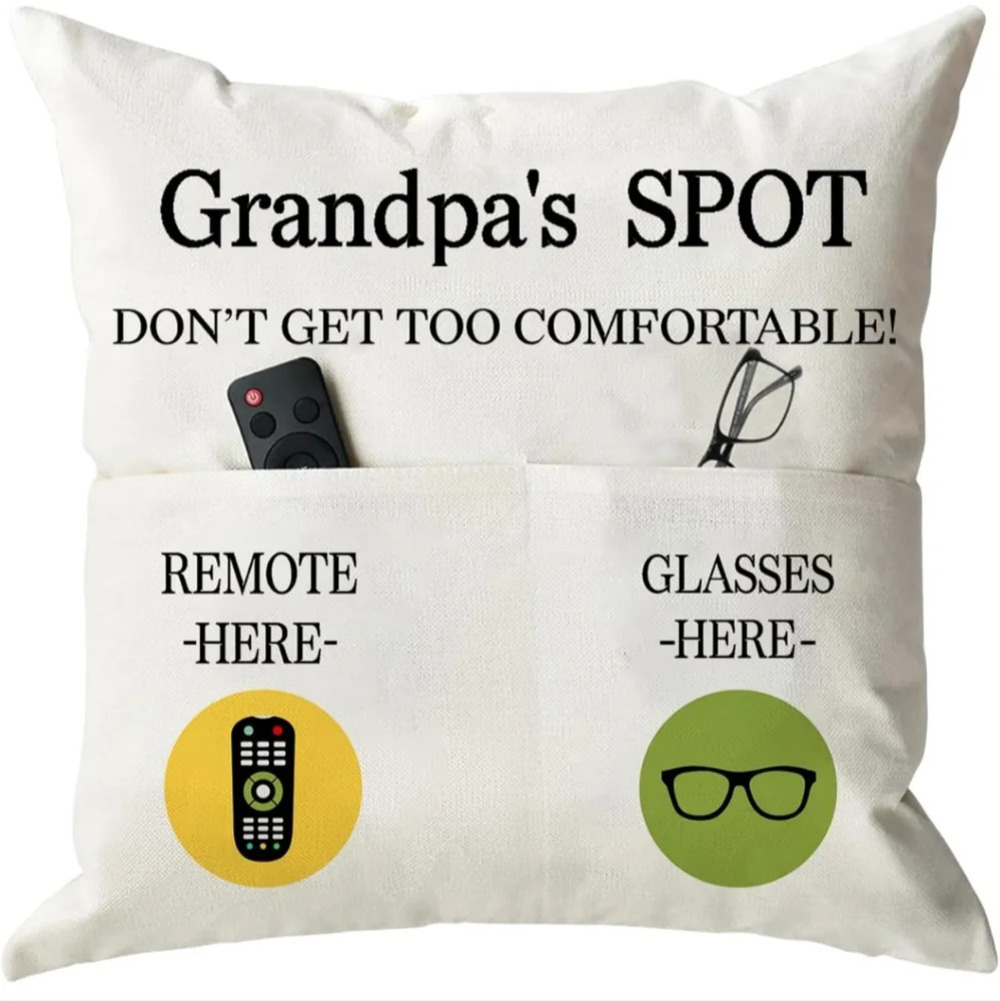 Grandpa Gifts,Grandpa's Spot Throw Pillow Covers 18x18 Inch for Bed Sofa Couch,B